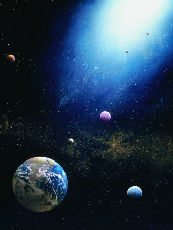 Illustration of Earth and Radiant Star