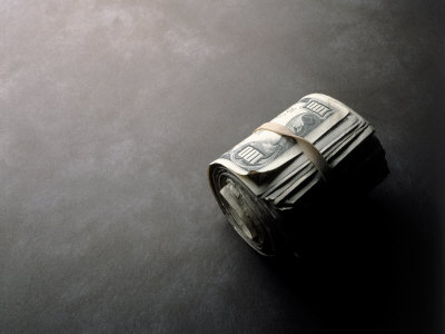 Roll of Money Held Together with Rubber Band