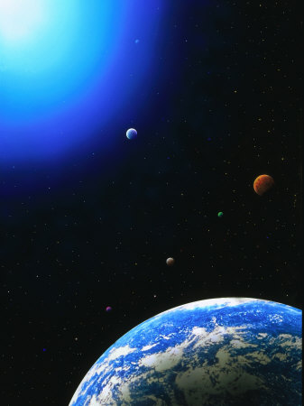 Illustration of Earth and Glowing Star