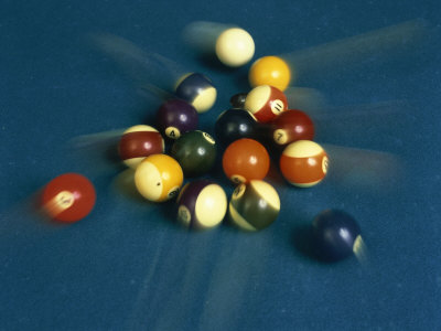 Cue Ball Hitting Pool Balls Poster