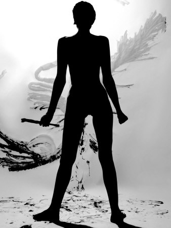 Silhouette of Nude Woman Painting Abstract Canvas