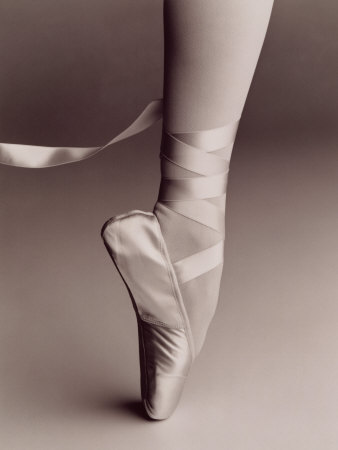 Black and White Image of Ballerina on Point