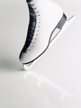 Black and White Image of Figure Skater`s Skate