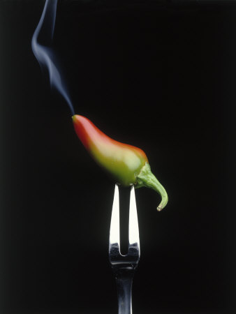 Steaming Chili Pepper on Fork