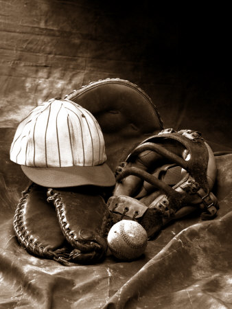 Close-up of Old Baseball Equipment Poster
