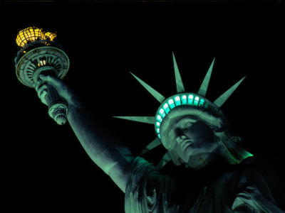 Buy Night View of the Illuminated Statue of Liberty at AllPosters.com