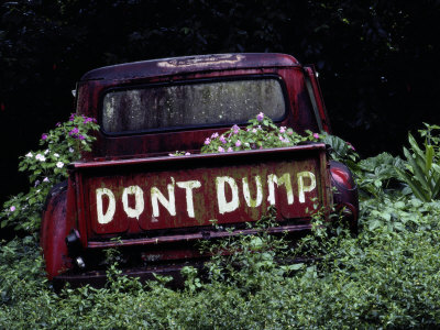 Buy An Abandoned Vehicle Ironically Bears a Sign Warning against Dumping at AllPosters.com