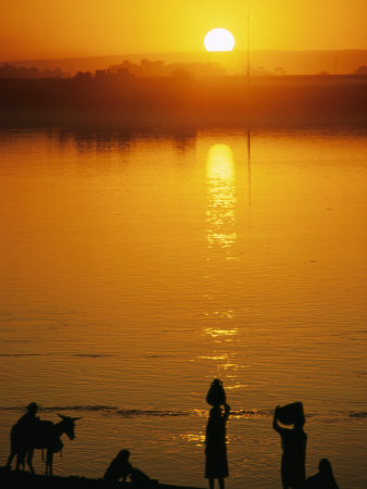 People on the Shore of the Nile at Sunrise