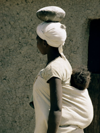 Buy A Xhosa Woman Balances a Container on Her Head and a Baby on Her Back at AllPosters.com