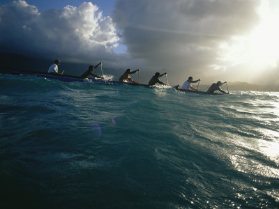Buy A Racing Team Gets in Some Practice Paddling Their Outrigger Canoe at AllPosters.com