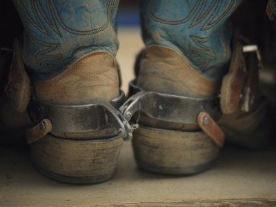 Buy Close up Detail of Cowboy Boots with Well-Worn Spurs at AllPosters.com