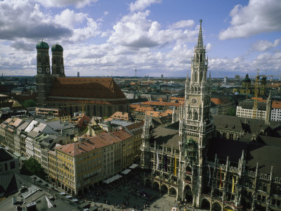 An Aerial View of the Town Hall and the Marienplatz in Munich Poster
