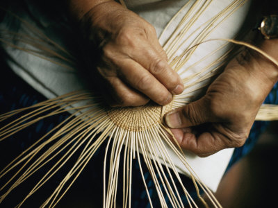 Buy Close View of the Hands of a Hupa Indian Weaving a Basket at AllPosters.com