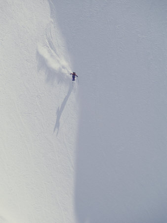 Buy Overhead View of Skier Skiing Down Slope at AllPosters.com