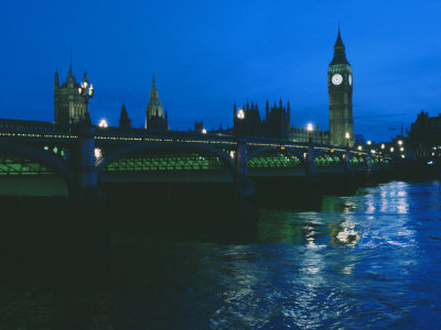 Buy Big Ben and the Houses of Parliament are Seen at Night from Across London Bridge at AllPosters.com