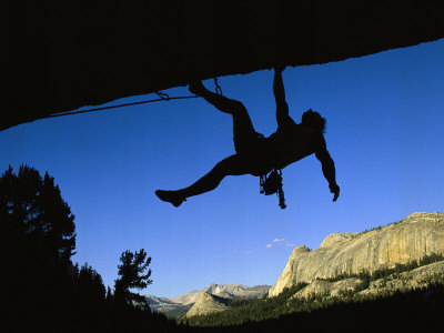 Silhouetted Rock Climber above Tuolumne Meadows