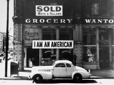 Buy Store Sign Reads, "I am an American," After Pearl Harbor Attack, and "Sold", Following Evacuation at AllPosters.com