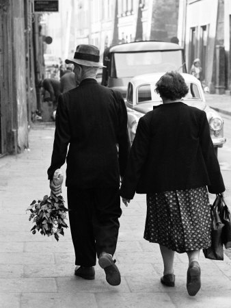 Elderly Polish Couple Walking Hand in Hand