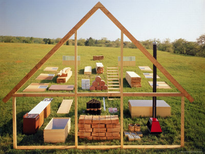 All Materials and Wood Frame Needed to Construct a Prefabricated House on Block Island