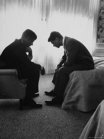 Presidential Candidate John Kennedy Conferring with Brother and Campaign Organizer Bobby Kennedy