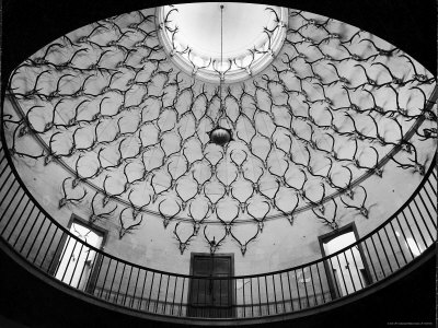 Deer Antlers Hanging in Domed Ceiling of Gordon Castle