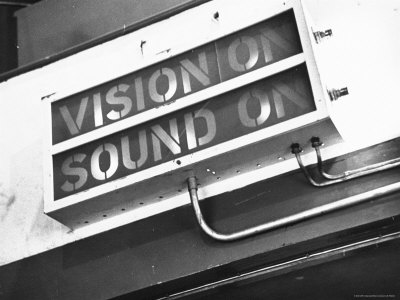 Electrical Sign Showing That the Sound and Vision Are on in the BBC Television Studio