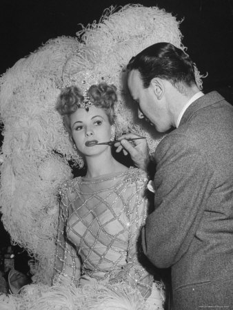 Chorus Girl Getting Makeup Applied During Production of the Movie "The Ziegfeld Follies"