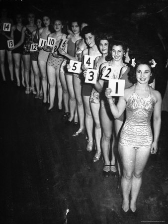Contestants in the Miss Venus Beauty Contest Standing in a Row