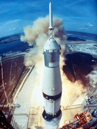 Apollo 11 Spacecraft Lifting Off Launch Pad at Cape Kennedy