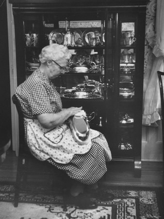 Housekeeper, Jennie Carpenter Polishing Silver