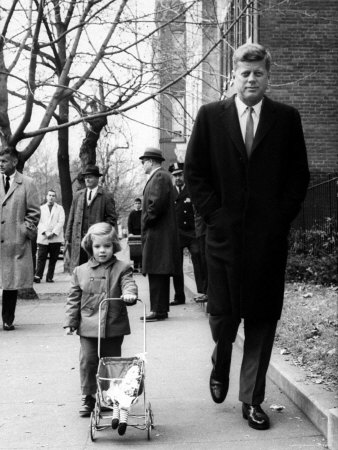 Caroline, Walking with Daddy, President Elect John F. Kennedy Poster