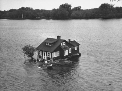 Just Room Enough Island, One of Thousand Islands in St. Lawrence River