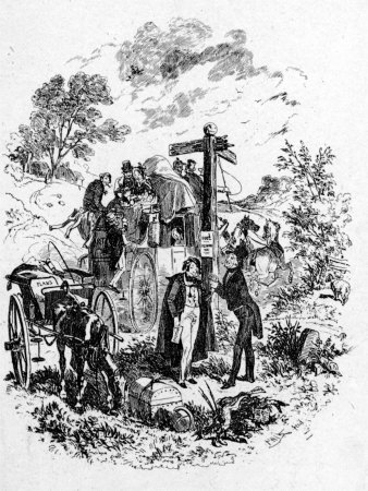 Title Page Illustration Depicting a Scene from the Charles Dickens Novel Martin Chuzzlewit