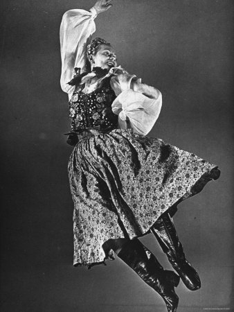 Polish Dancer Kazimiera Demonstrating Leaping Step of the Krakovia Polish Dance