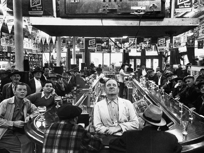 Subway Series: Rapt Audience in Bar Watching World Series Game from New York on TV