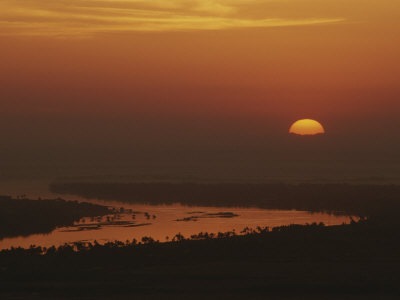 Sunrise over the Nile River in the Valley of the Kings