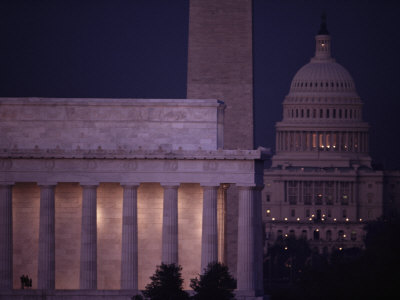 A View of the Lincoln and Washington Monuments, and the U.S. Capitol