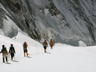 Buy Roped Together, Mount Everest Expedition Members Trek Across a Snowfield at AllPosters.com