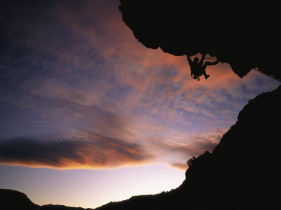 Rock Climbing out a Steep Roof in Sinks Canyon