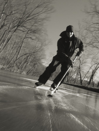 Ice Skater with a Hockey Stick on the Frozen C and O Canal Poster