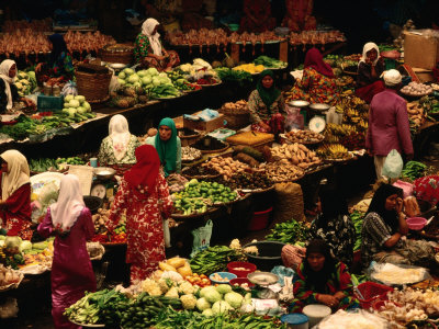 Food Stalls and People at Central Market, Kota Bharu, Kelantan, Malaysia
