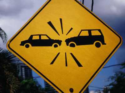 Road Sign Warning of Car Crashes, Panama City, Panama