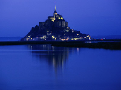 Mont Saint Michel at Night, Mont St. Michel, Basse-Normandy, France