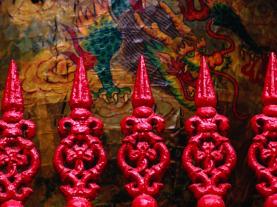 Building Detail of Man Mo Temple in Hong Kong