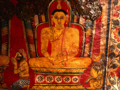 Paintings of Buddha in Mulkirigala Rock Temple Near Tangalla, Tangalla, Sri Lanka