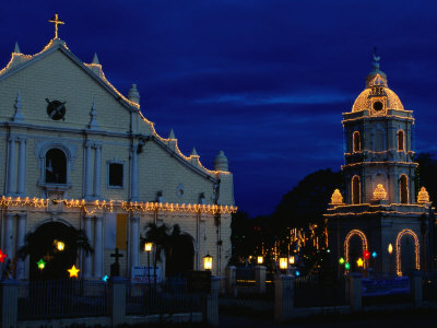 Christmas Lighting on the Cathedral of St. Paul and Tower, Vigan, Philippines