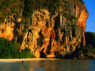 Sunset on Cliffs at Phra Nang Beach, Krabi, Krabi, Thailand