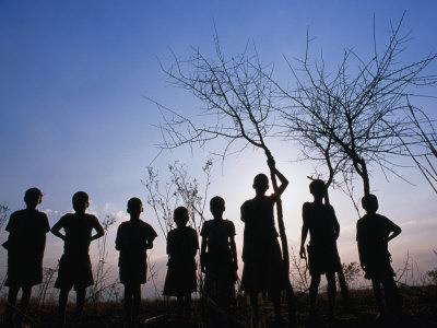 Buy Group of Village Children Silhouetted in Nsasje District, Southern, Malawi at AllPosters.com