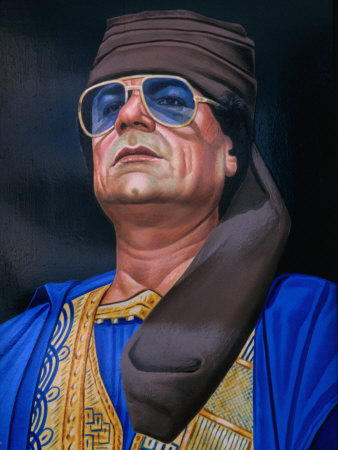 Painting of Libyan Leader Colonel Muammar Al-Gaddafi, Tripoli, Tarabulus, Libya