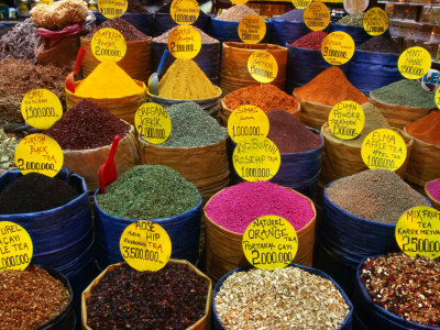 Teas and Spices at Spice Bazaar, Istanbul, Turkey